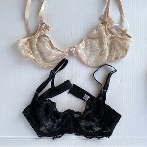 Lady Q Lace Underwire Bra Bundle – Nude 34B + Black 34C – New Without Tags